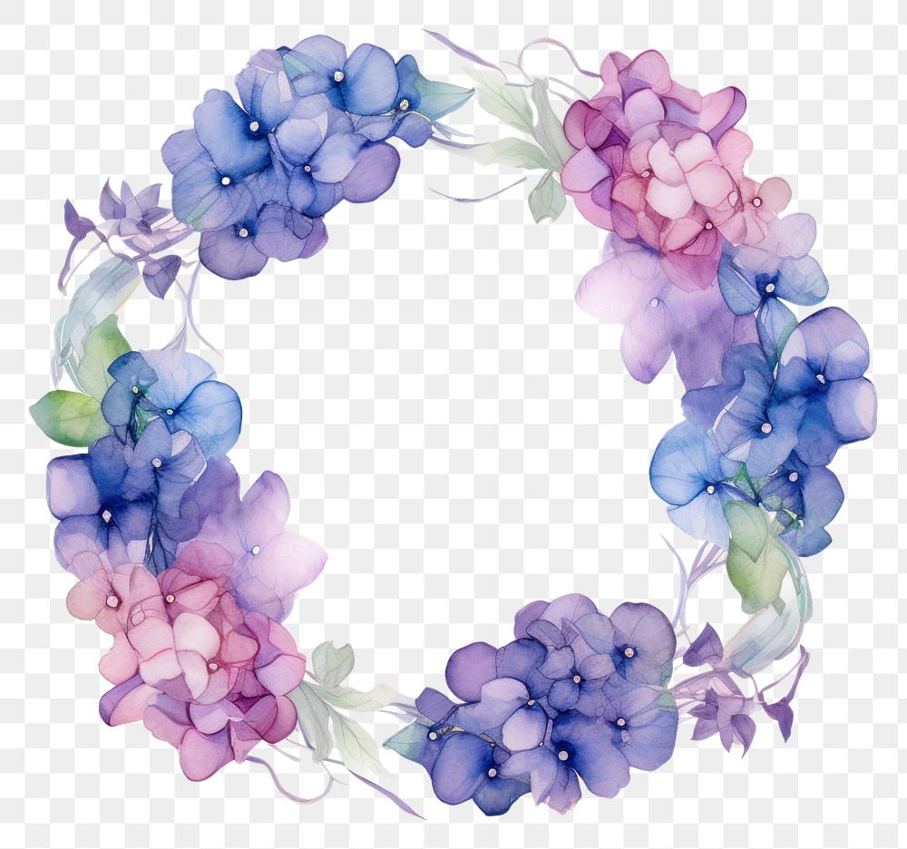 PNG Hydrangea wreath frame flower purple plant