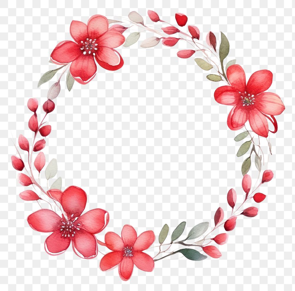 PNG Red flower wreath pattern plant white background.