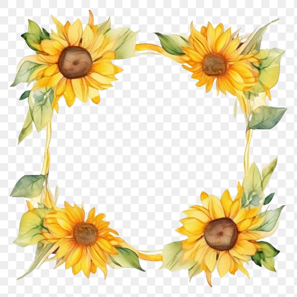 PNG Sunflower frame plant white background inflorescence.