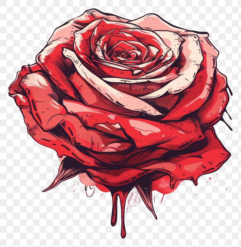 PNG Graffiti rose flower petal red.