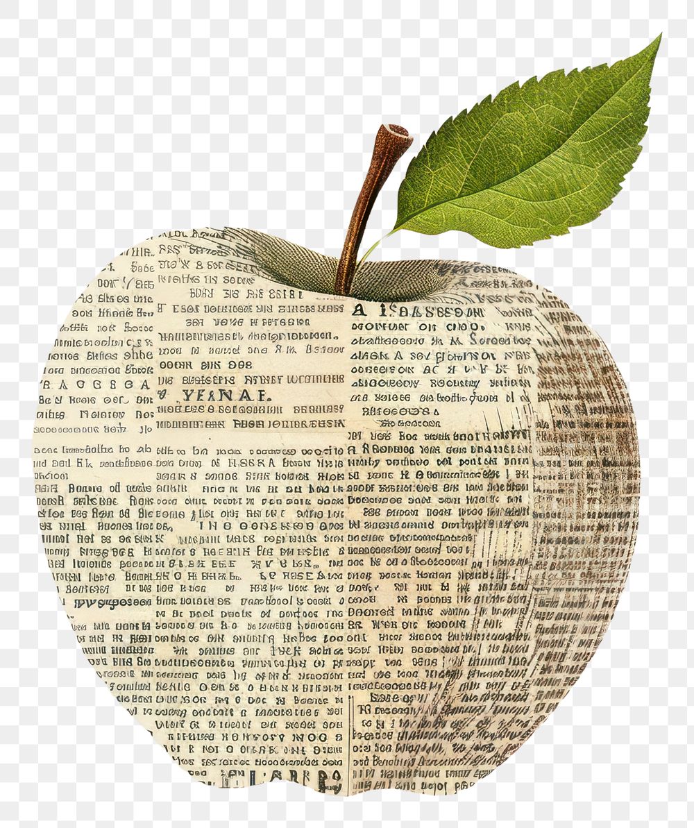PNG Ephemera paper apple fruit plant leaf