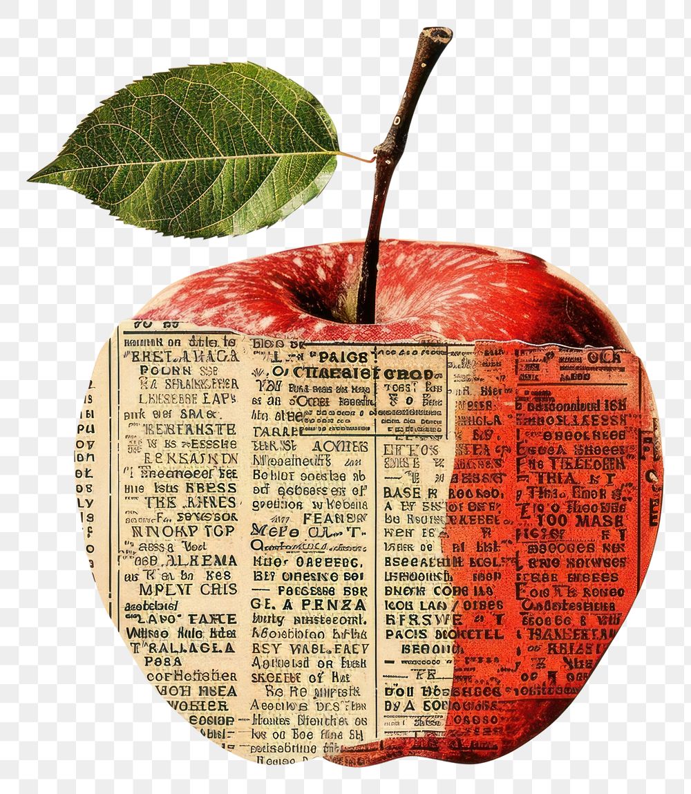 PNG Ephemera paper red apple fruit plant text.