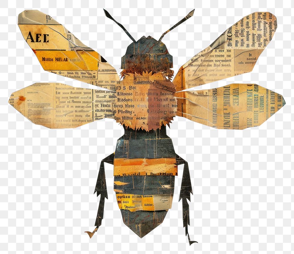 PNG Ephemera paper simple bee animal insect art