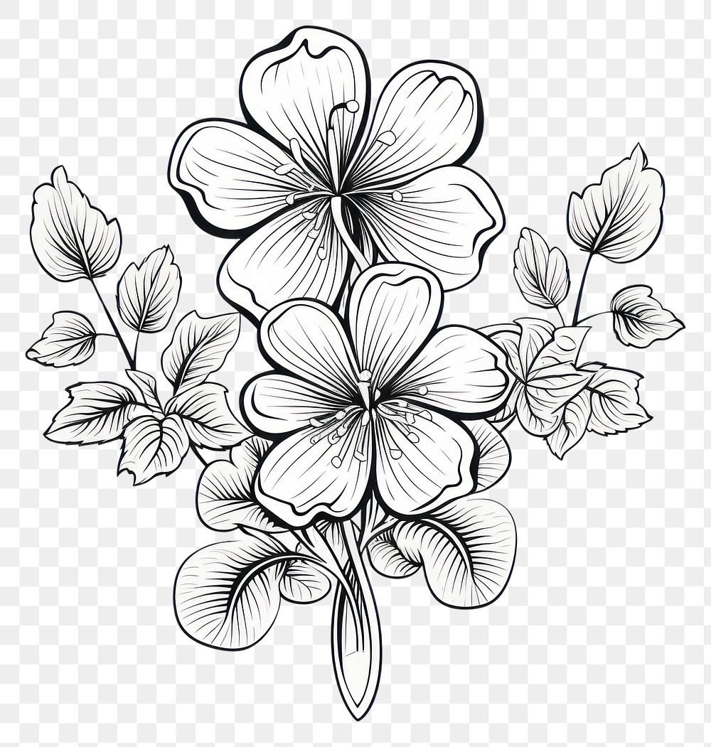 PNG Serene clover pattern drawing sketch.