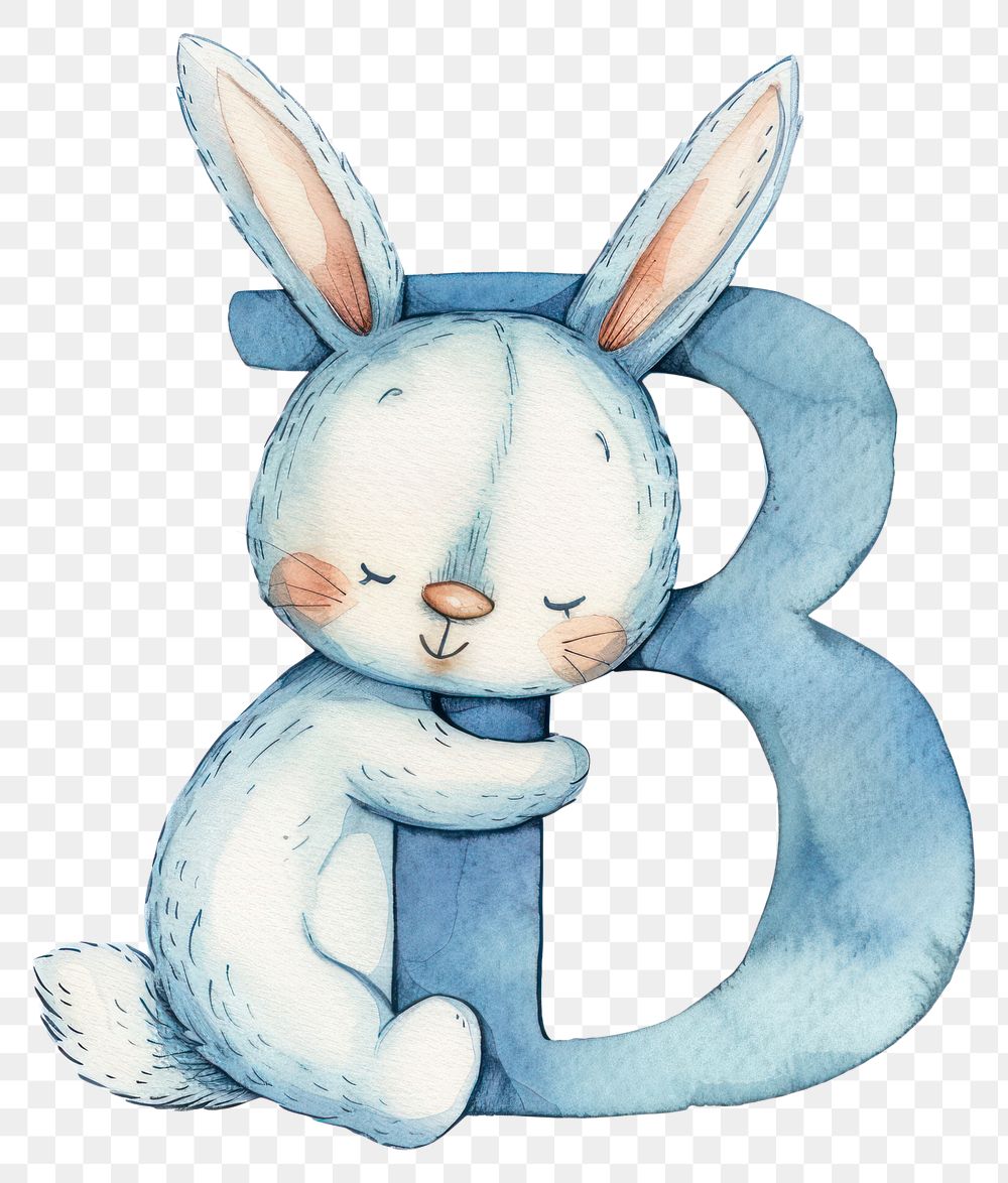 PNG Bunny alphabet B mammal rabbit toy.