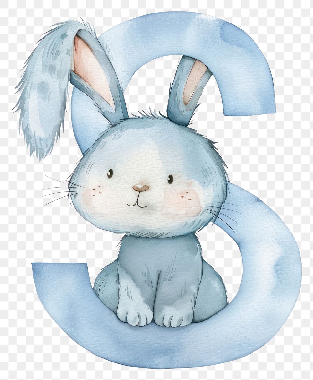 PNG Bunny alphabet S mammal rabbit watercolor painting.