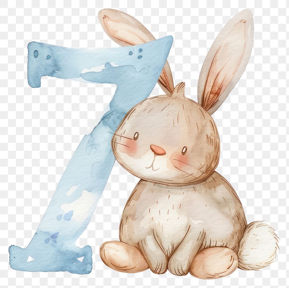 PNG Bunny alphabet 7 mammal rabbit number.