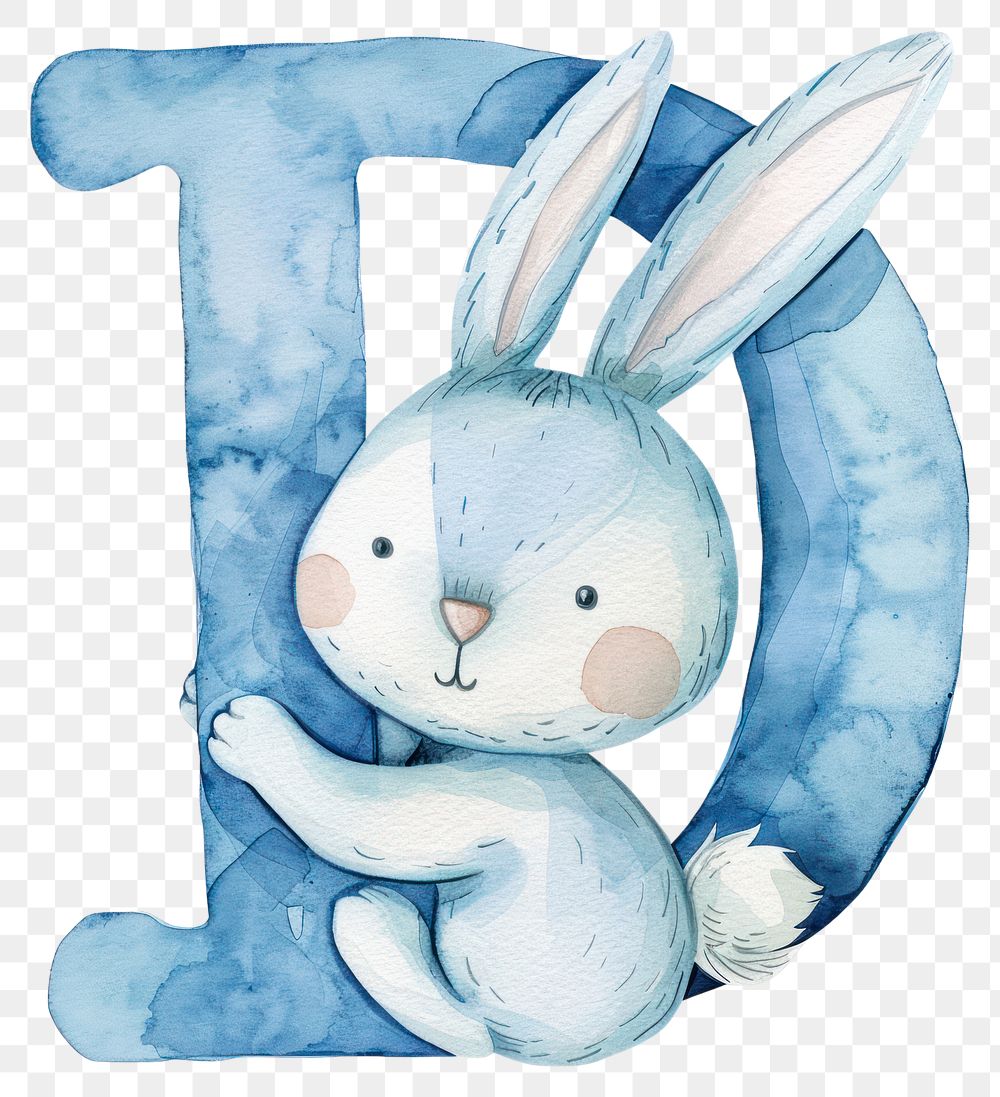 PNG Bunny alphabet D mammal rabbit toy.