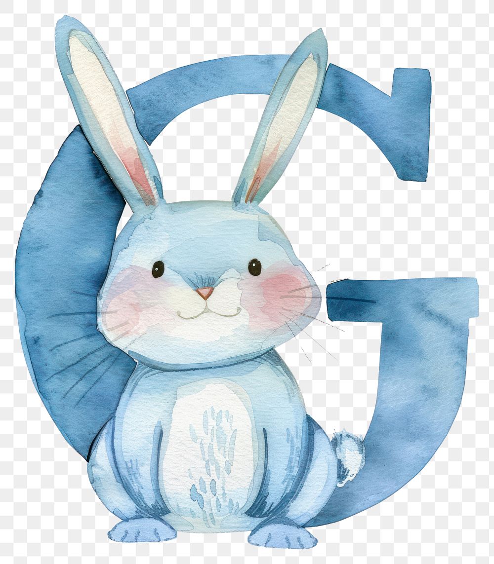 PNG Bunny alphabet G mammal rabbit watercolor painting.