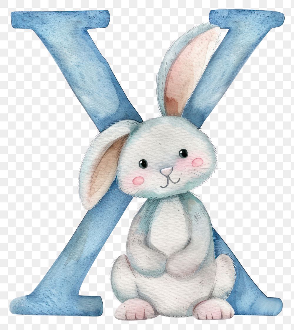 PNG Easter bunny alphabet X mammal rabbit toy.
