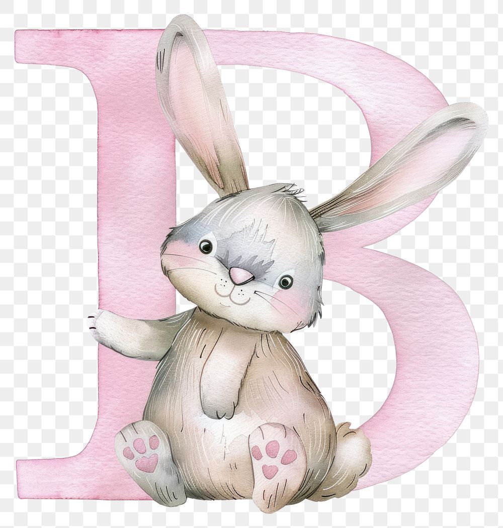 PNG Easter bunny alphabet B mammal rabbit cute.