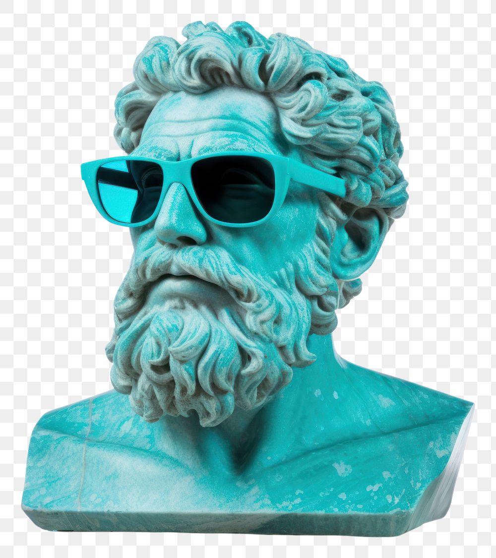 PNG Ancient Greek sculpture sunglasses art turquoise.