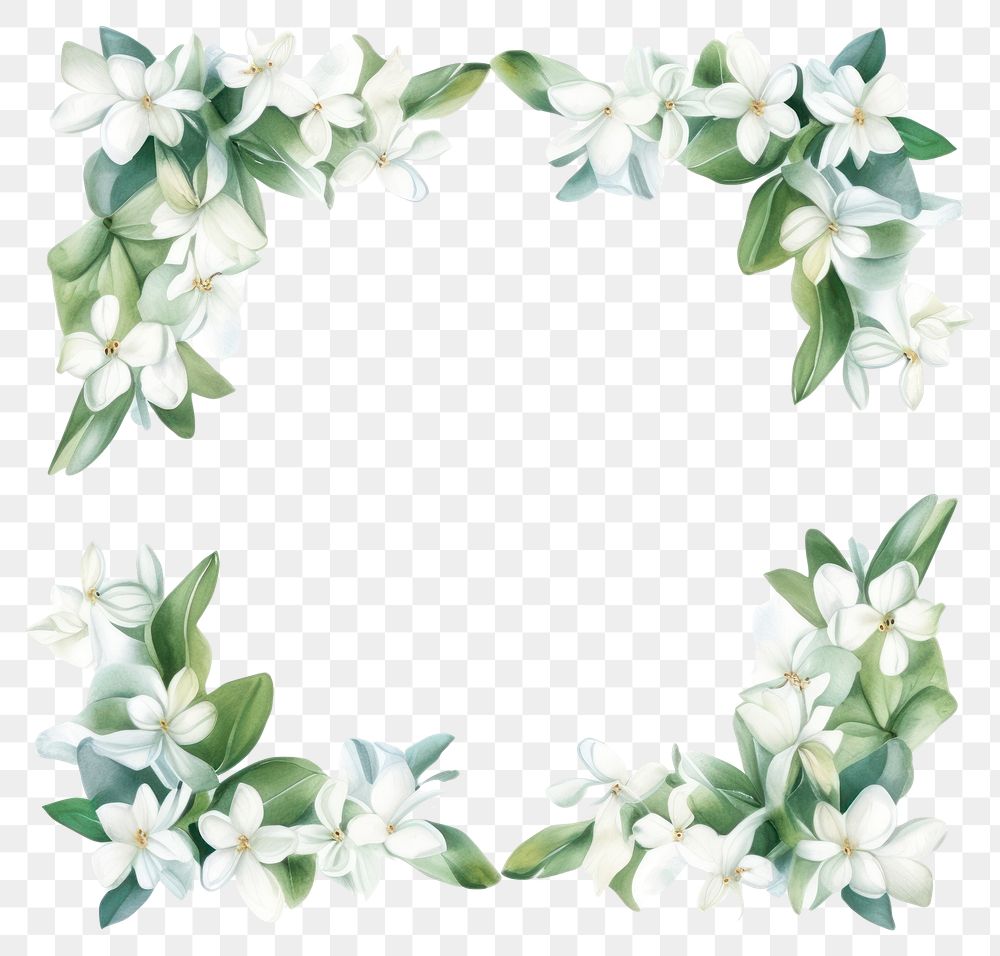 PNG Little white jasmine square border pattern backgrounds flower.
