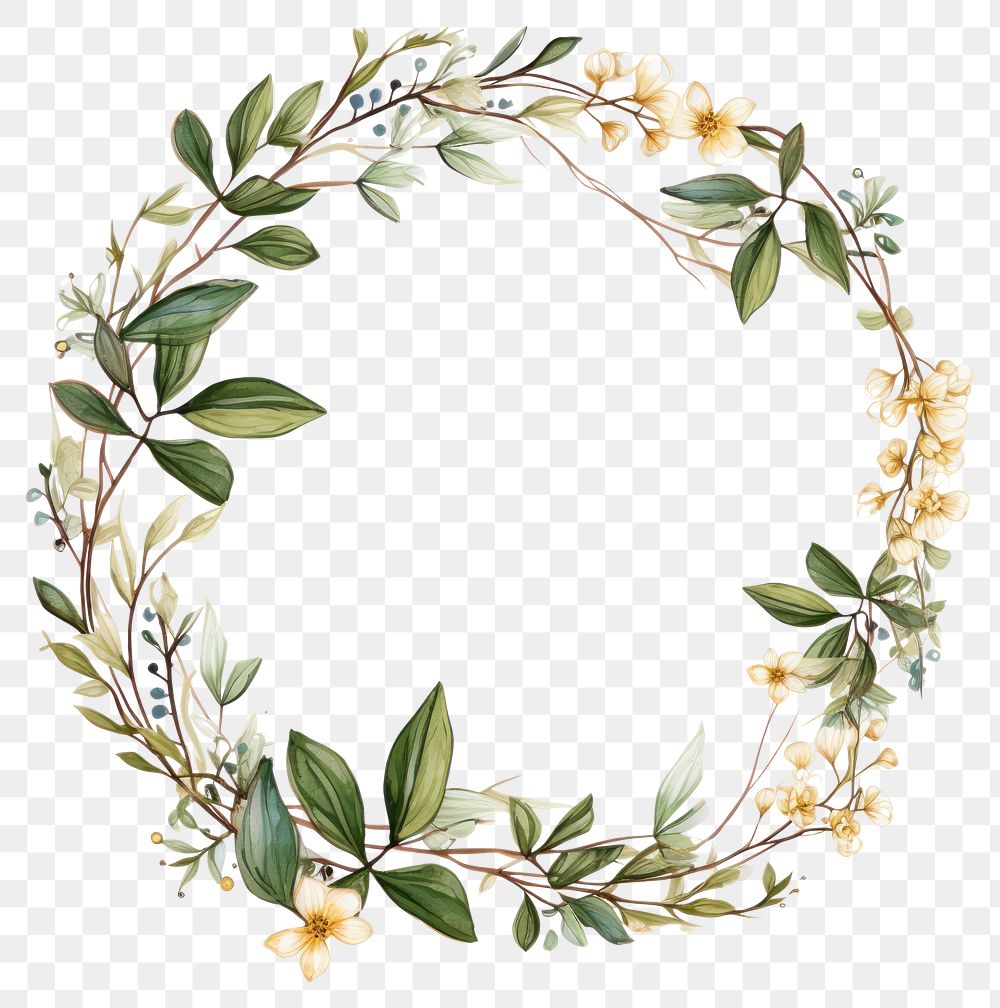 PNG Botanical circle frame pattern flower wreath.