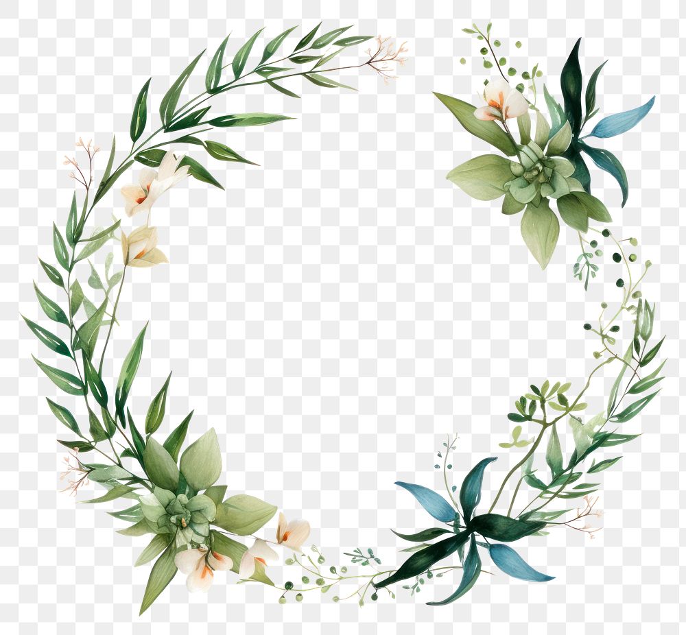 PNG Botanical circle frame flower pattern wreath.