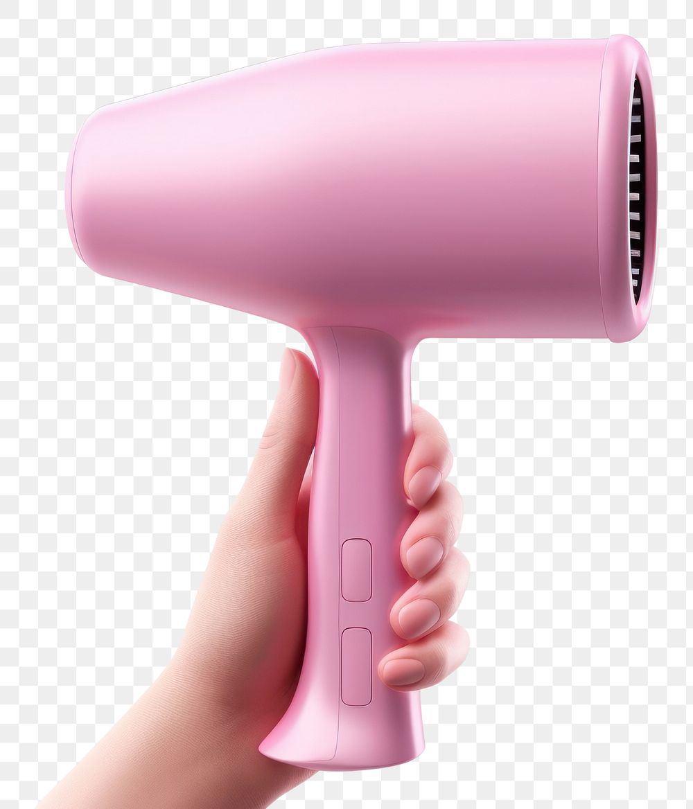 PNG Hand holding a hair-dryer white background technology appliance.