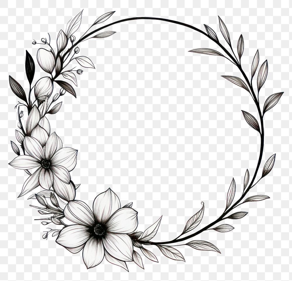 PNG A floral frame wreath pattern drawing flower.