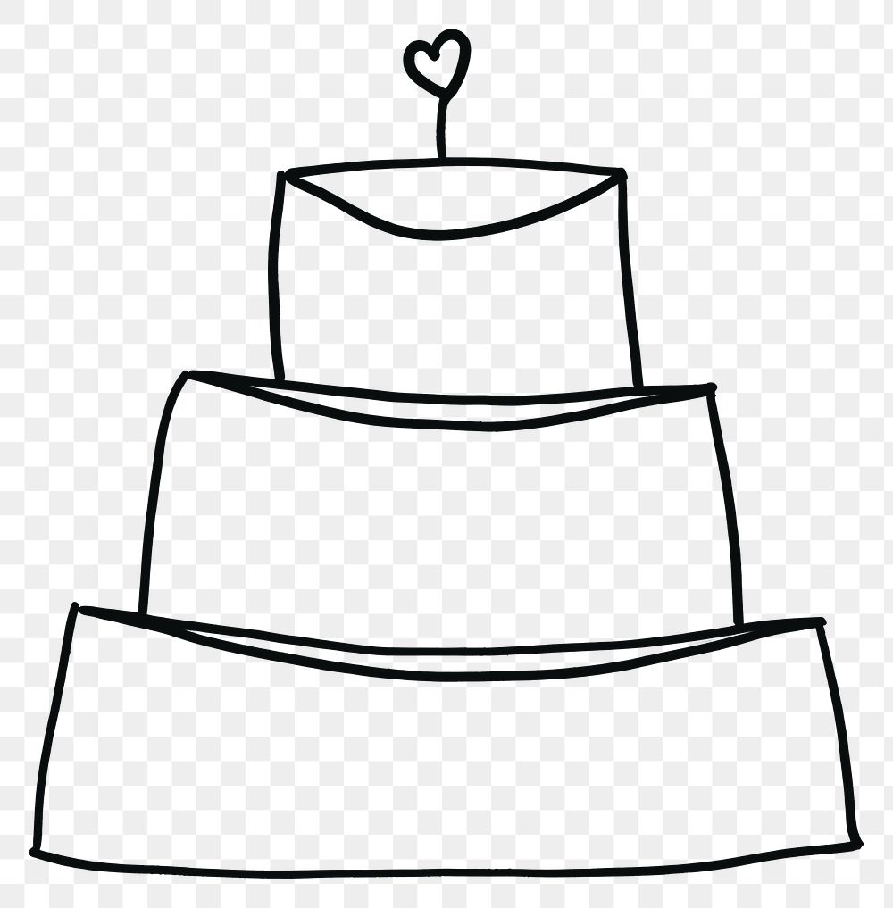 PNG Minimal illustration of a wedding cake dessert drawing white.