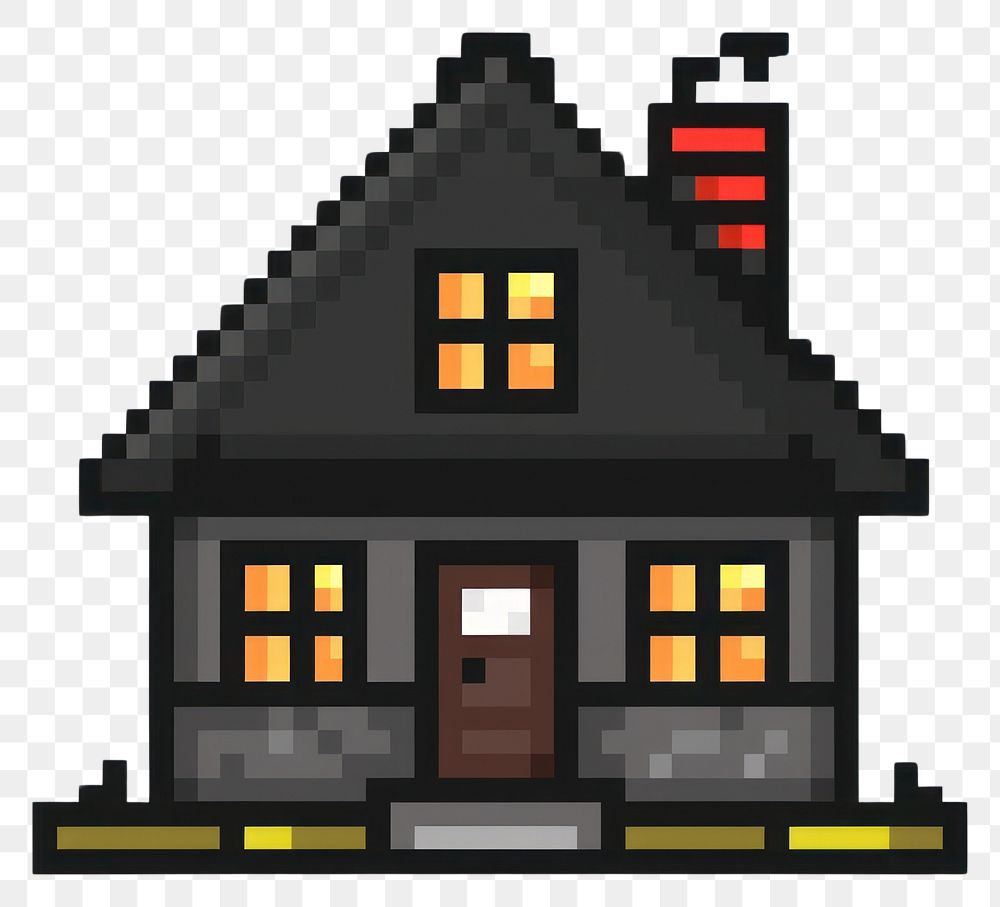 PNG House pixel icon architecture building black.