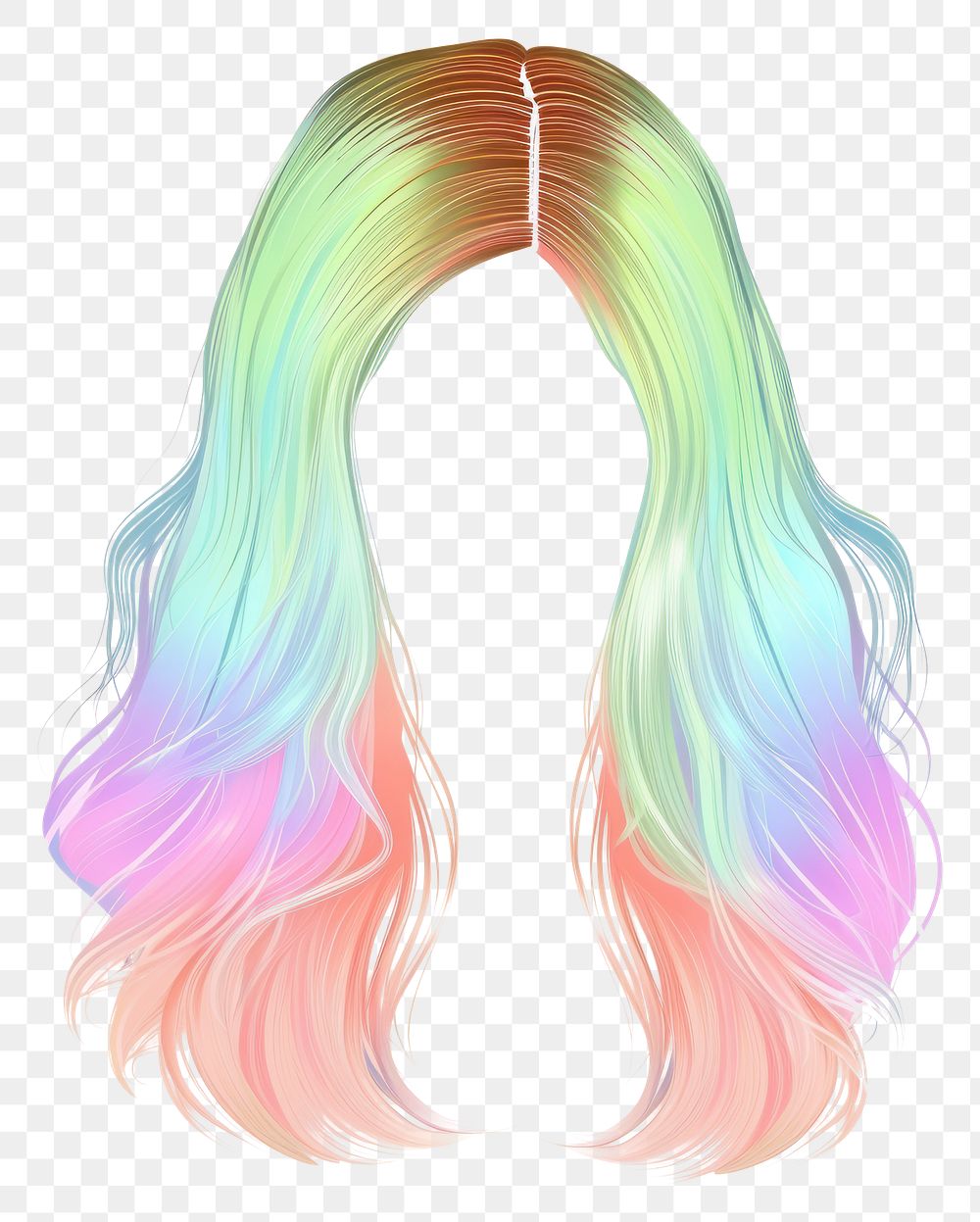 Rainbow pastel hairstlye hairstyle fashion drawing.
