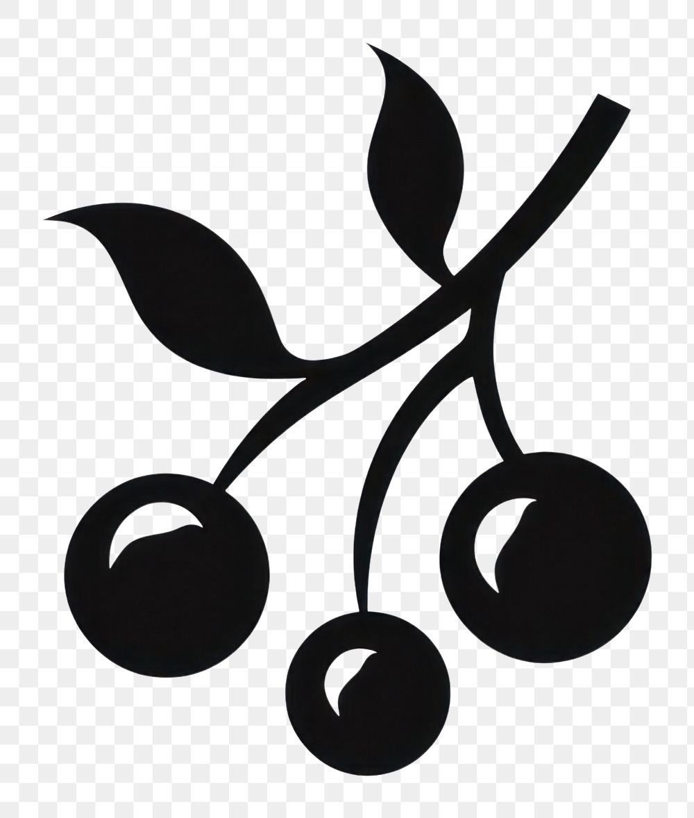 PNG Cherry fruit logo icon silhouette plant black.