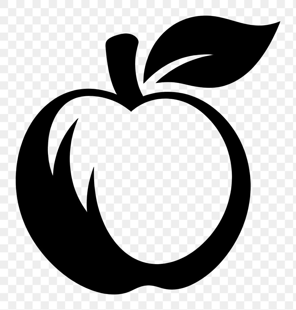 PNG Apricot fruit logo icon symbol black white.
