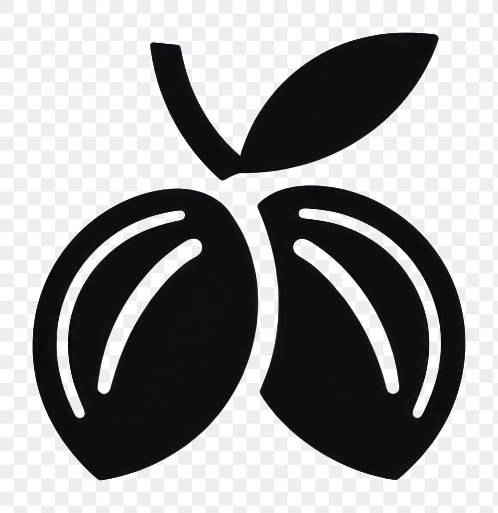 PNG Lemon fruit logo icon black plant white background.