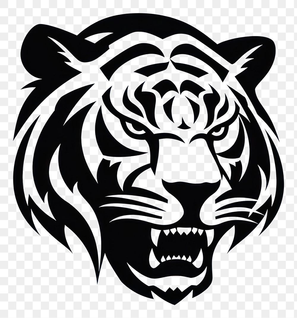 PNG Tiger logo icon white black white background