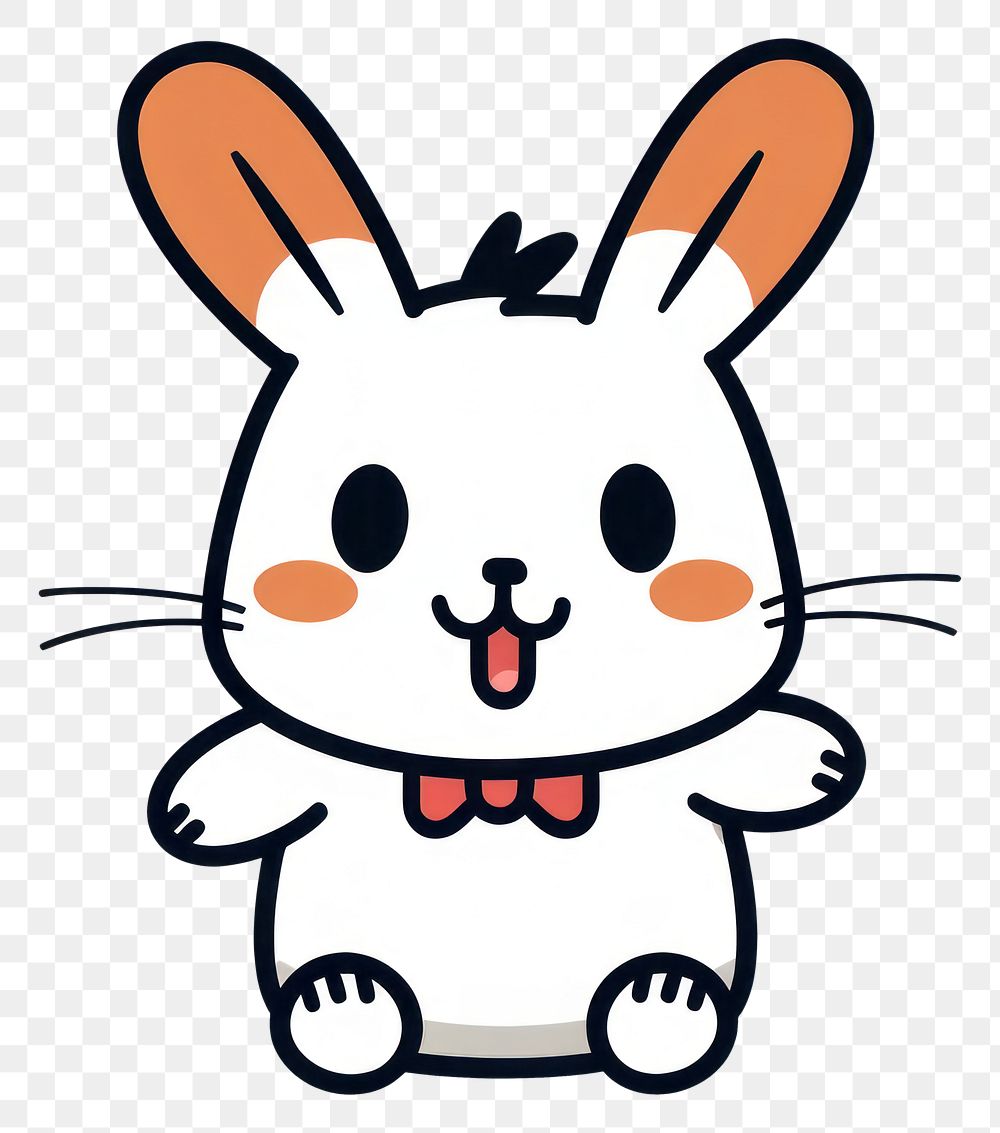 PNG Cute happy rabbit cartoon drawing animal.