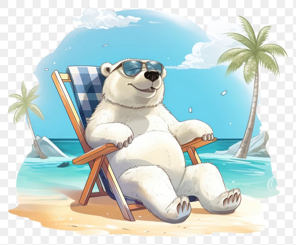 PNG Polar bear character Vacation summer cartoon animal outdoors.