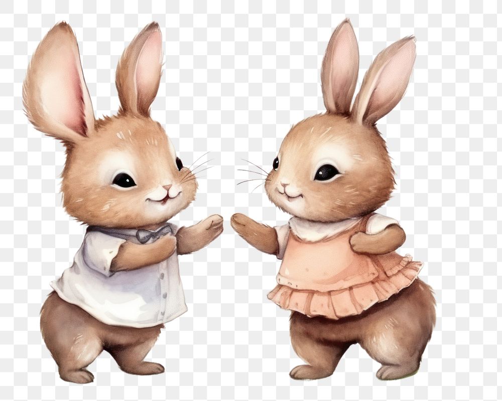 PNG Rabbits holding hands dancing animal cartoon mammal