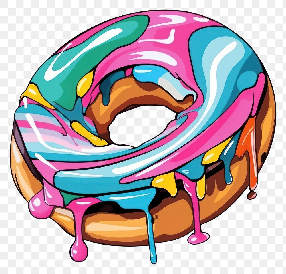PNG Garffiti donut dessert cartoon shape.