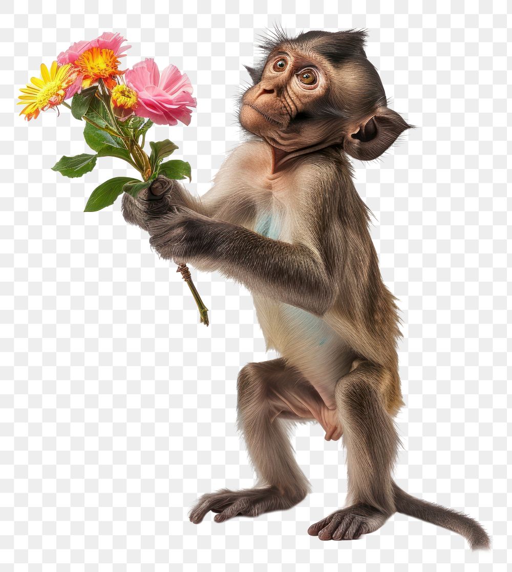 PNG Monkey animal mammal flower.