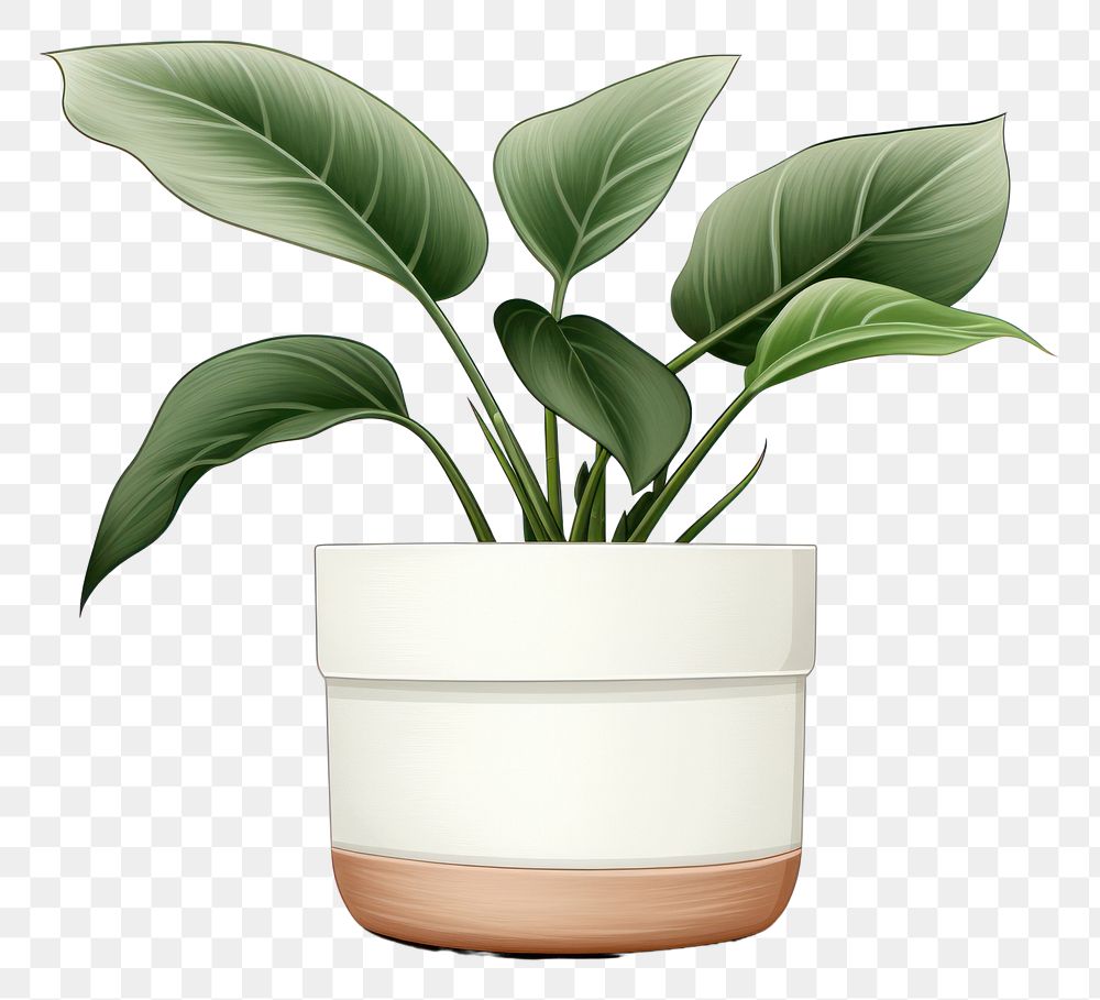 PNG Botanical illustration plant pot leaf vase houseplant.