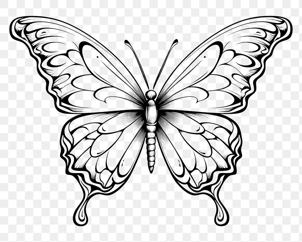 PNG Butterfly sketch drawing white.