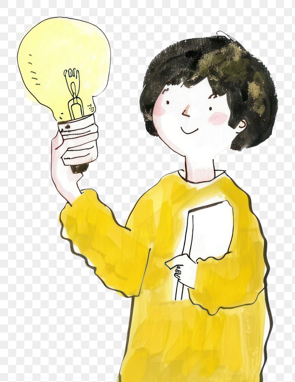 PNG Person holding light bulb lightbulb drawing sketch.