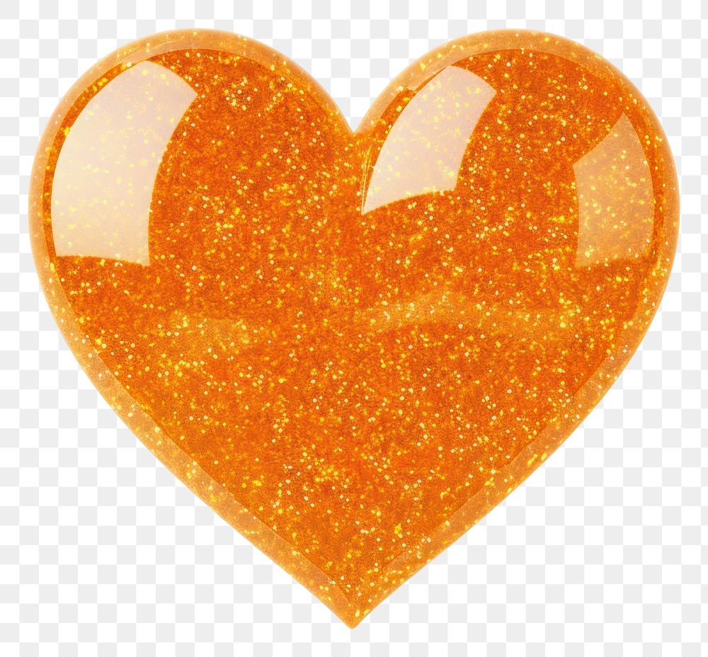 PNG Orange heart icon jewelry glitter shape.