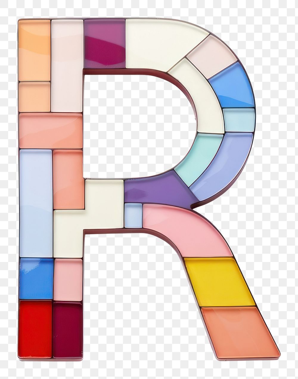 PNG  Mosaic tiles letters R number alphabet shape.