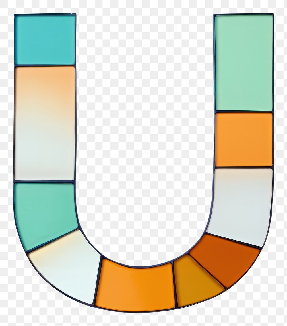 PNG  Mosaic tiles letters U shape white background horseshoe.