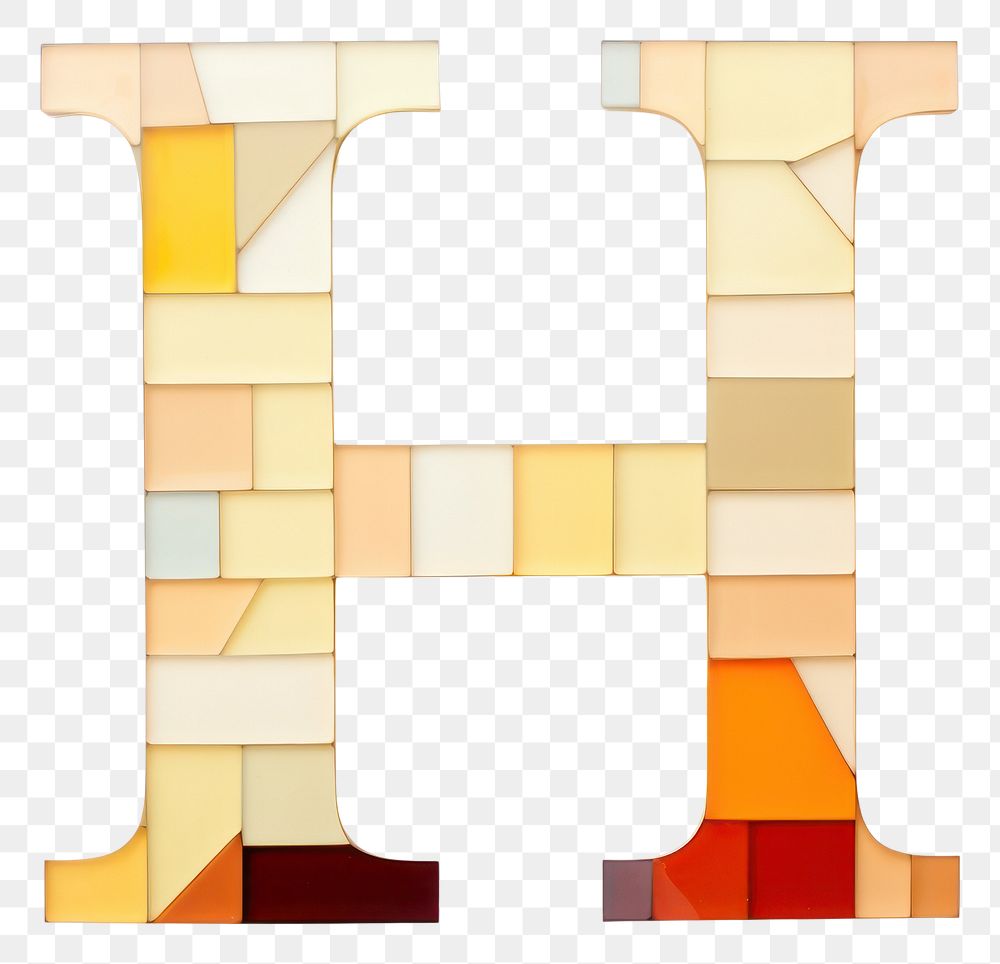 PNG  Mosaic tiles letters H alphabet number shape.