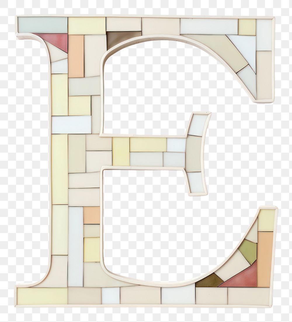 PNG  Mosaic tiles letters E alphabet number shape.