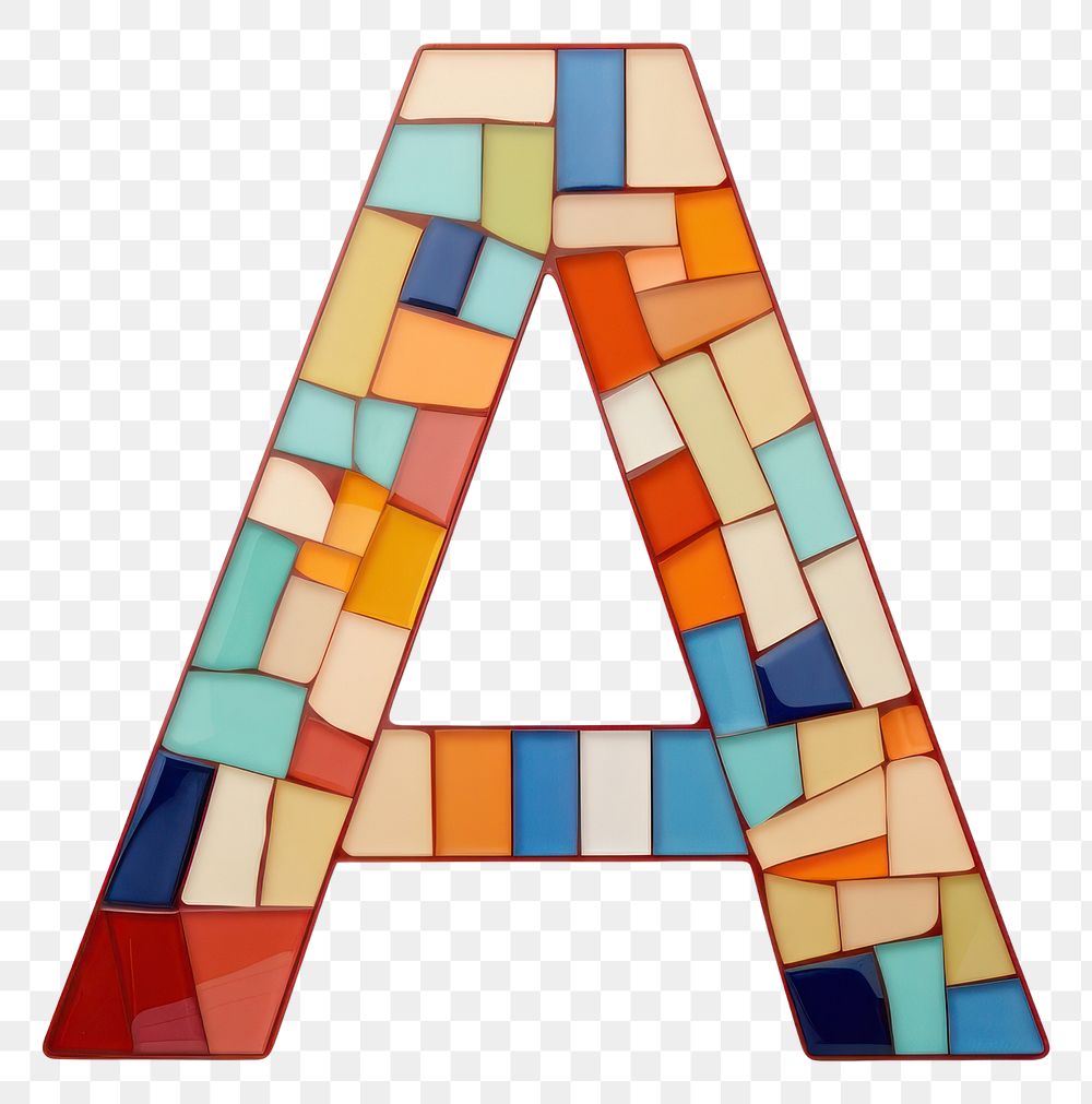 PNG  Mosaic tiles letters A alphabet shape art.