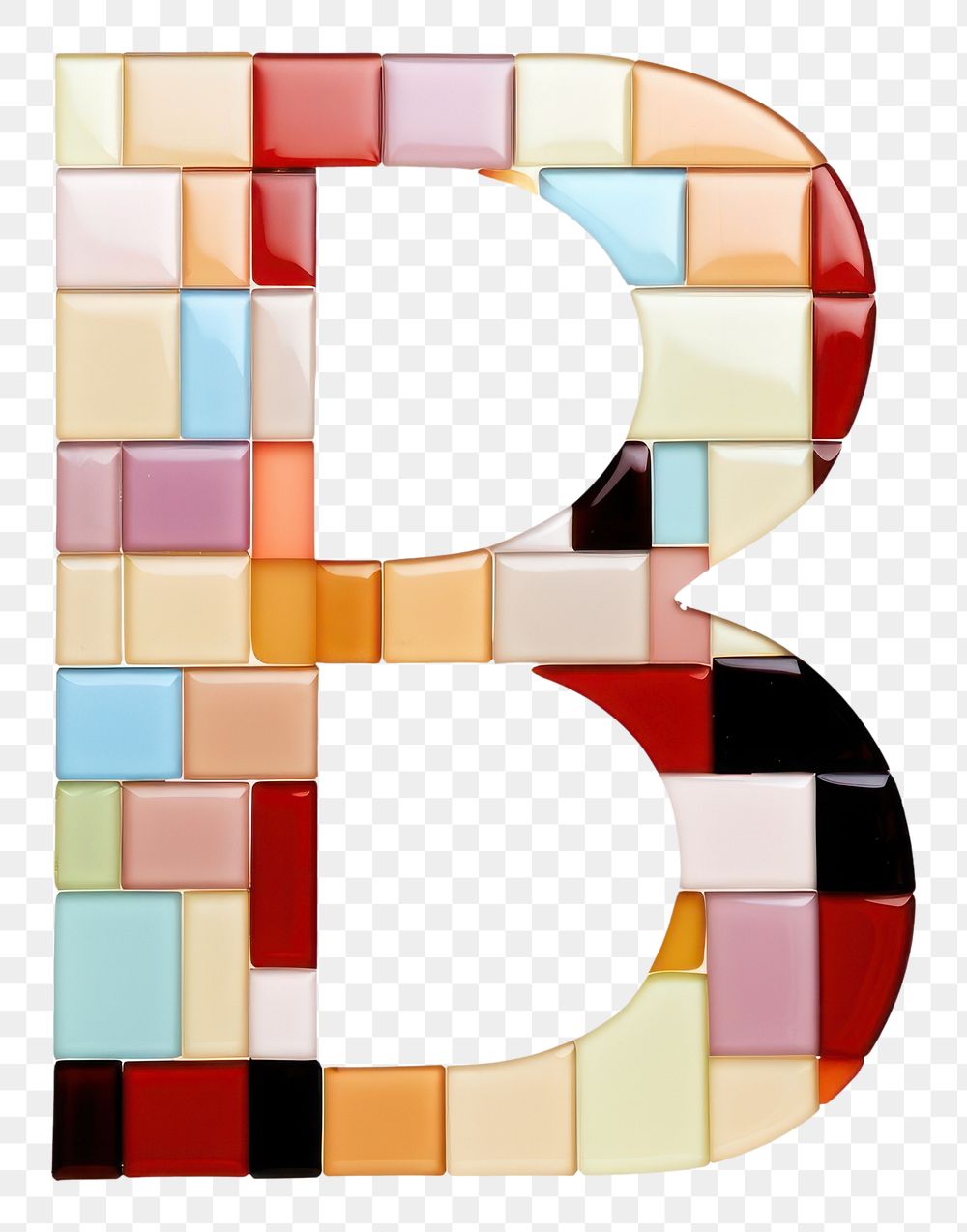 PNG  Mosaic tiles letters B number shape text.
