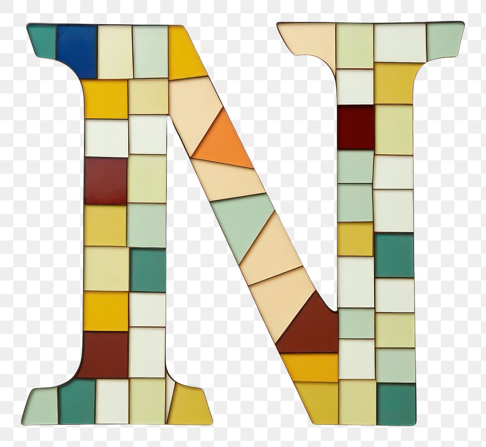 PNG  Mosaic tiles letters I number shape text.