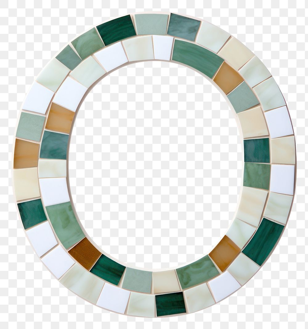 PNG  Mosaic tiles letters o shape white background porcelain.