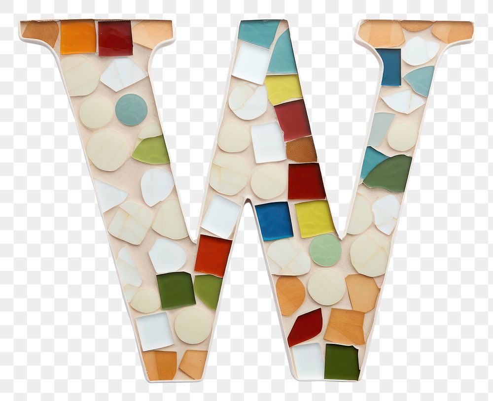 PNG  Mosaic tiles letters W shape art white background.