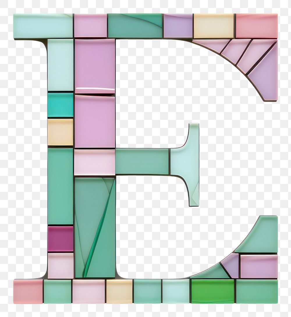 PNG  Mosaic tiles letters E number shape text