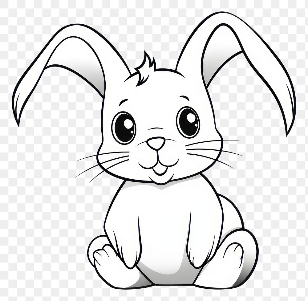 PNG Easter bunny sketch outline cartoon.