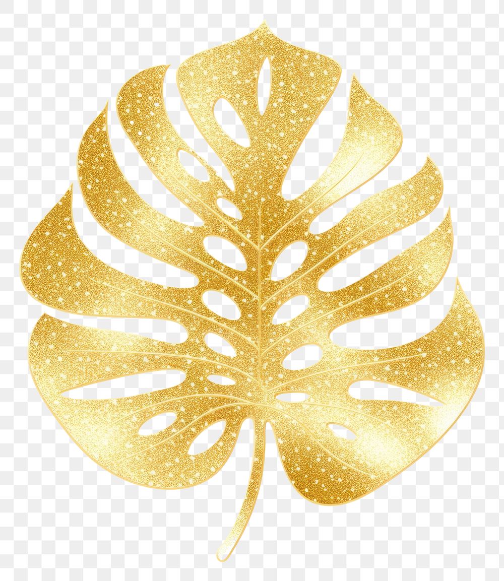 PNG Gold monstera icon plant leaf white background.