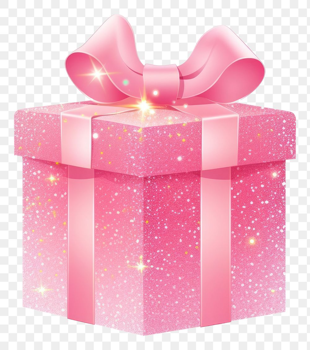PNG Pink color gift box icon white background illuminated celebration.